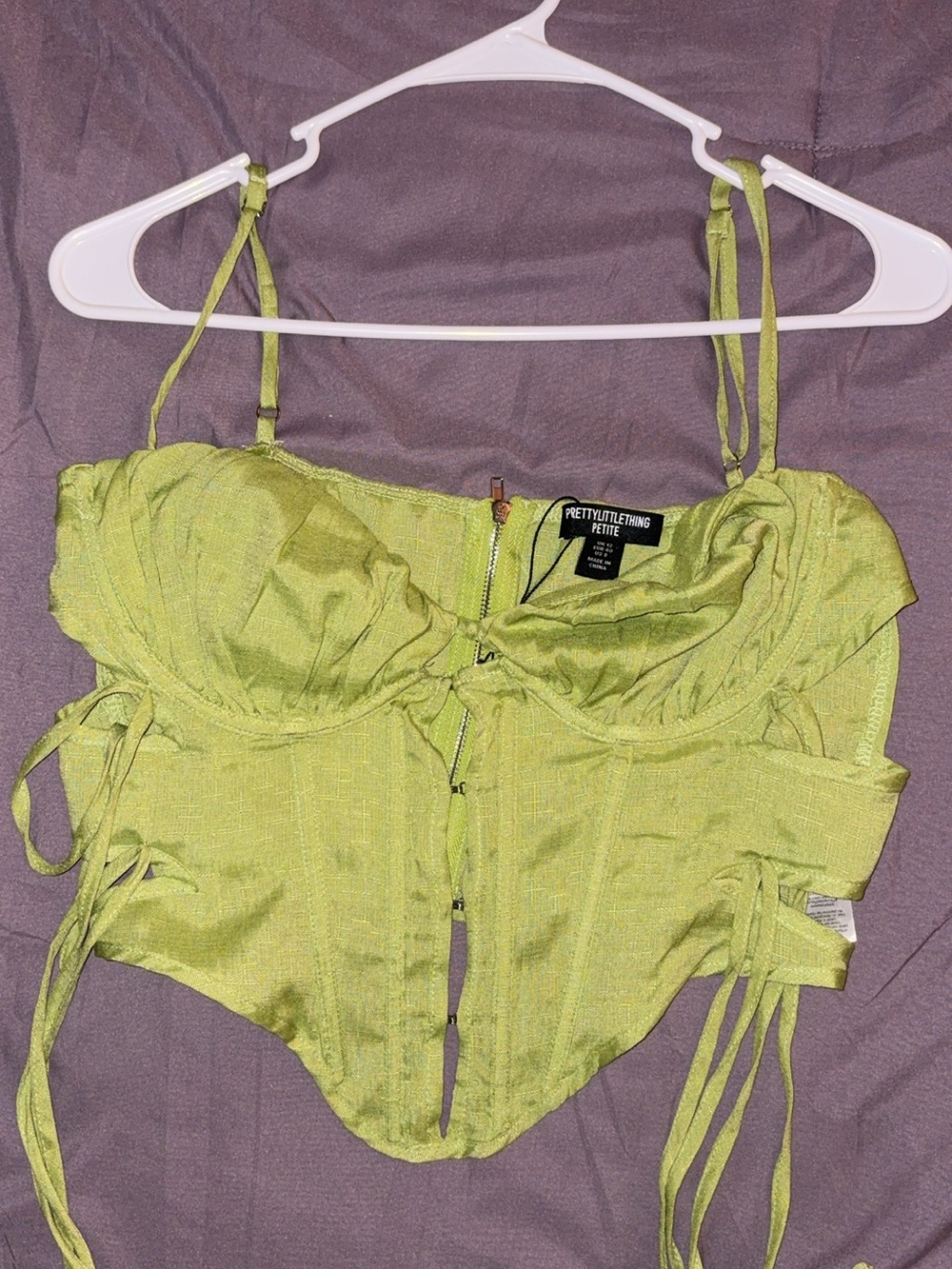 PrettyLittleThing Lime Green Corset Crop Cami